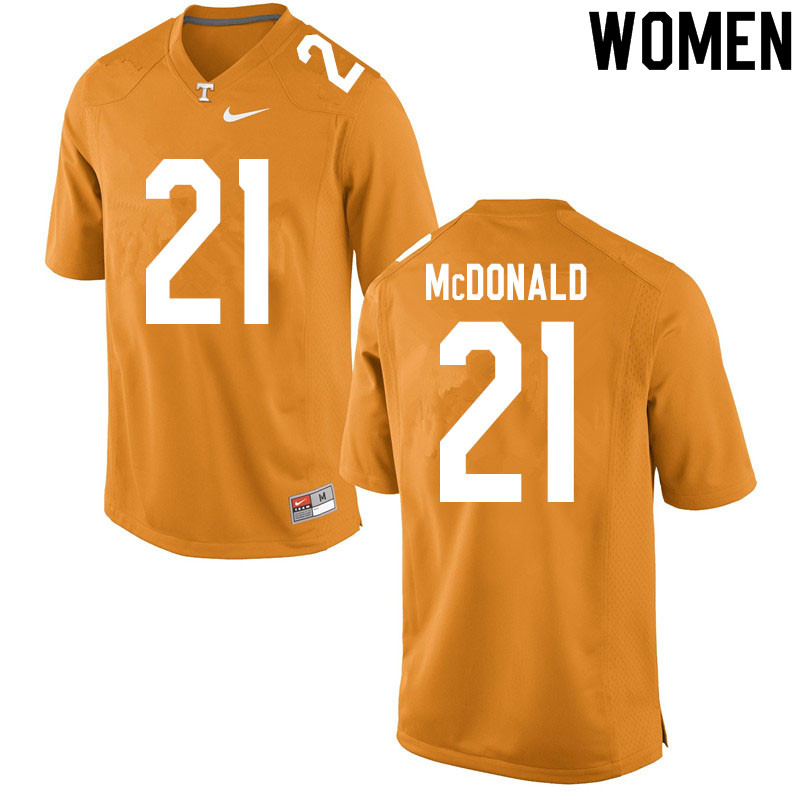 Women #21 Tamarion McDonald Tennessee Volunteers College Football Jerseys Sale-Orange